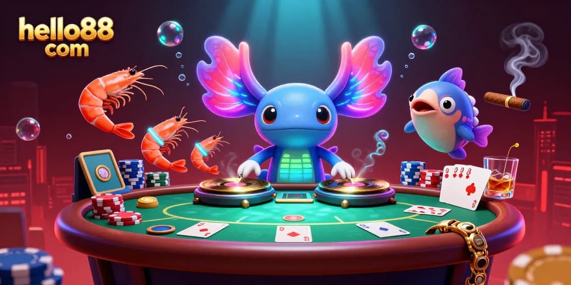 Spin exciting game action at hello88 com with vibrant casino characters and poker elements.