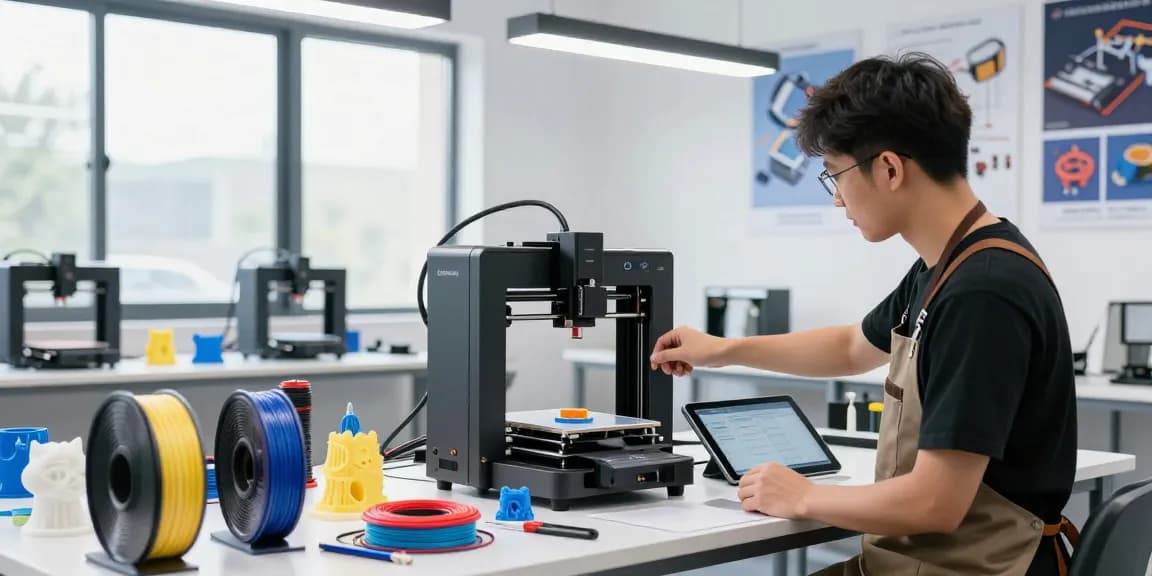 Discover the best value 3D printer in an innovative workshop setting with a technician showcasing the Creality K2 Plus Combo.