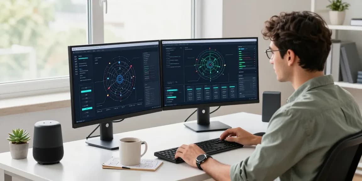 快连 showcasing a developer optimizing network performance in a bright modern workspace.
