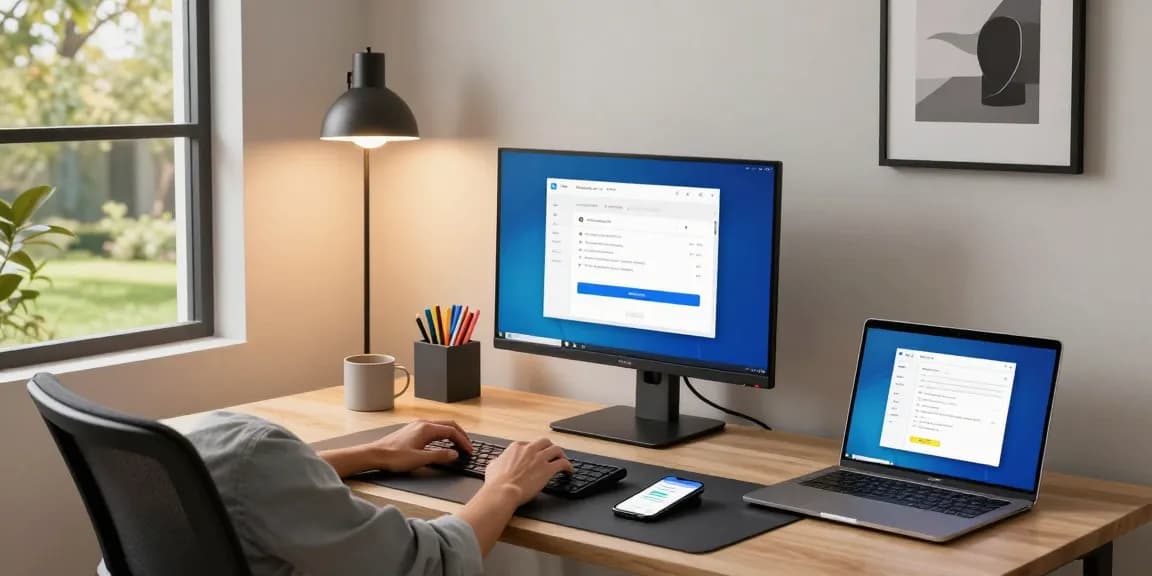 WPS Download interface displayed on a modern workspace with a user engaged in productivity.