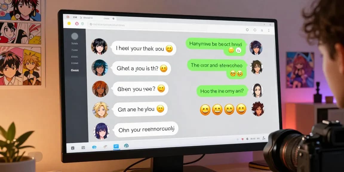 Engaging AI ecchi chat interface showcasing customizable anime characters in a lively conversation.
