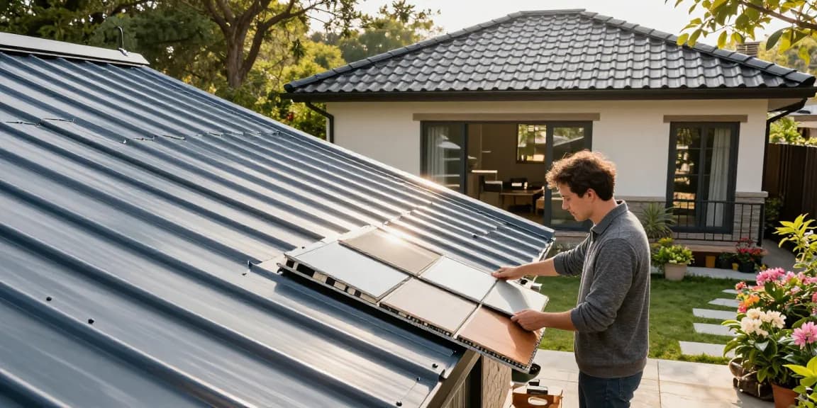 Metal roofing options displayed on a residential home, highlighting durability and style in a beautiful garden.