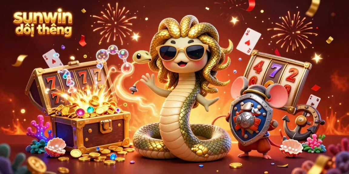 Engage with sunwin đổi thưởng in this vibrant casino scene showcasing Medusa and lucky symbols.
