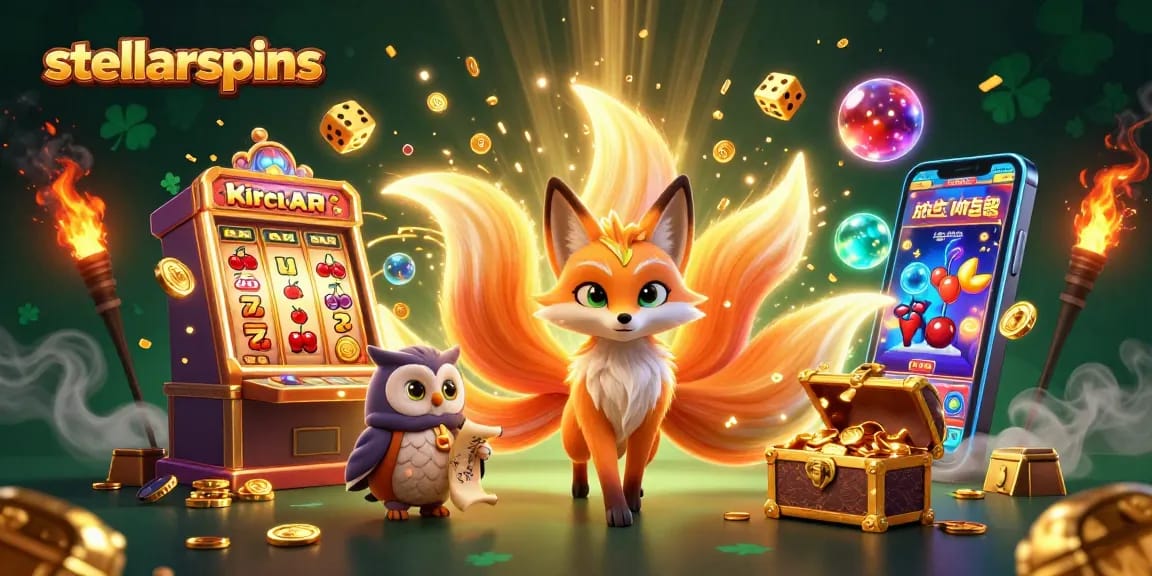 Experience thrilling gameplay at stellarspins with a vibrant casino illustration showcasing slot machines and dynamic games.