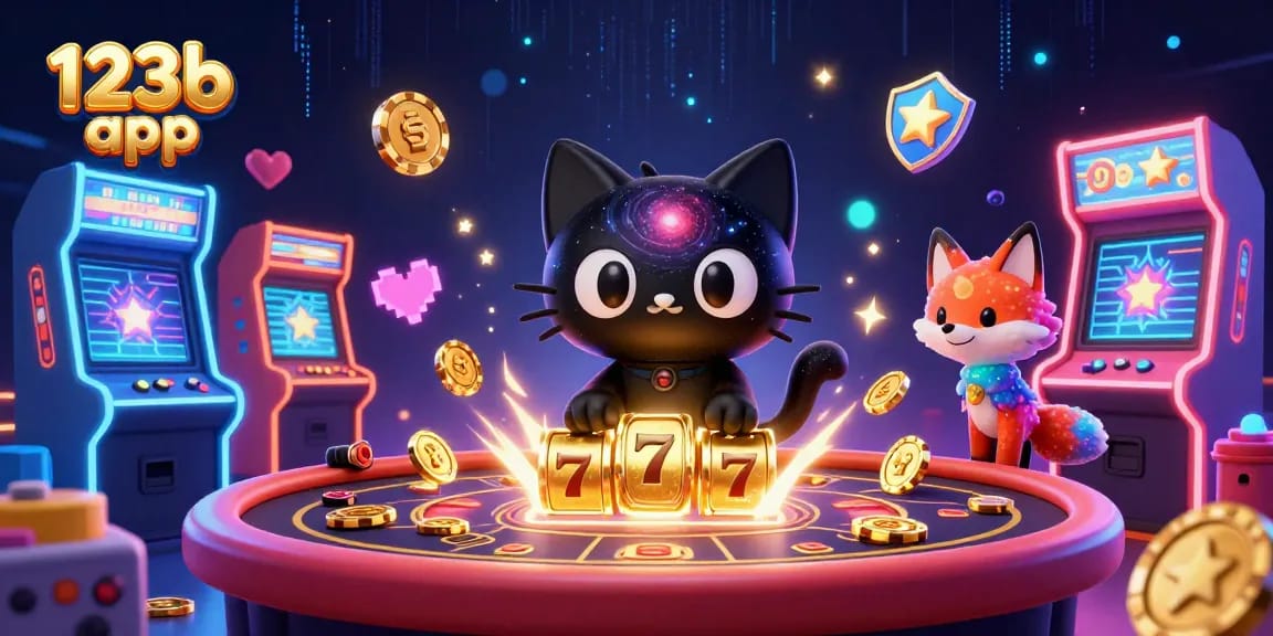 Bet for fortune with the 123b app at a vibrant cosmic casino filled with slots and prizes.