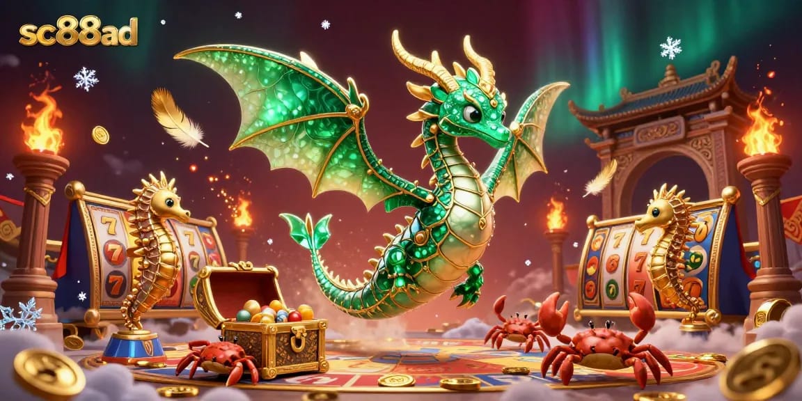 Experience thrilling gameplay at sc88ad with a vibrant treasure-filled casino scene featuring a sea dragon.