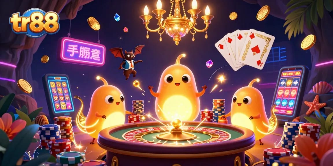 Play thrilling games at tr88's vibrant casino with colorful glowworms and glowing success symbols.