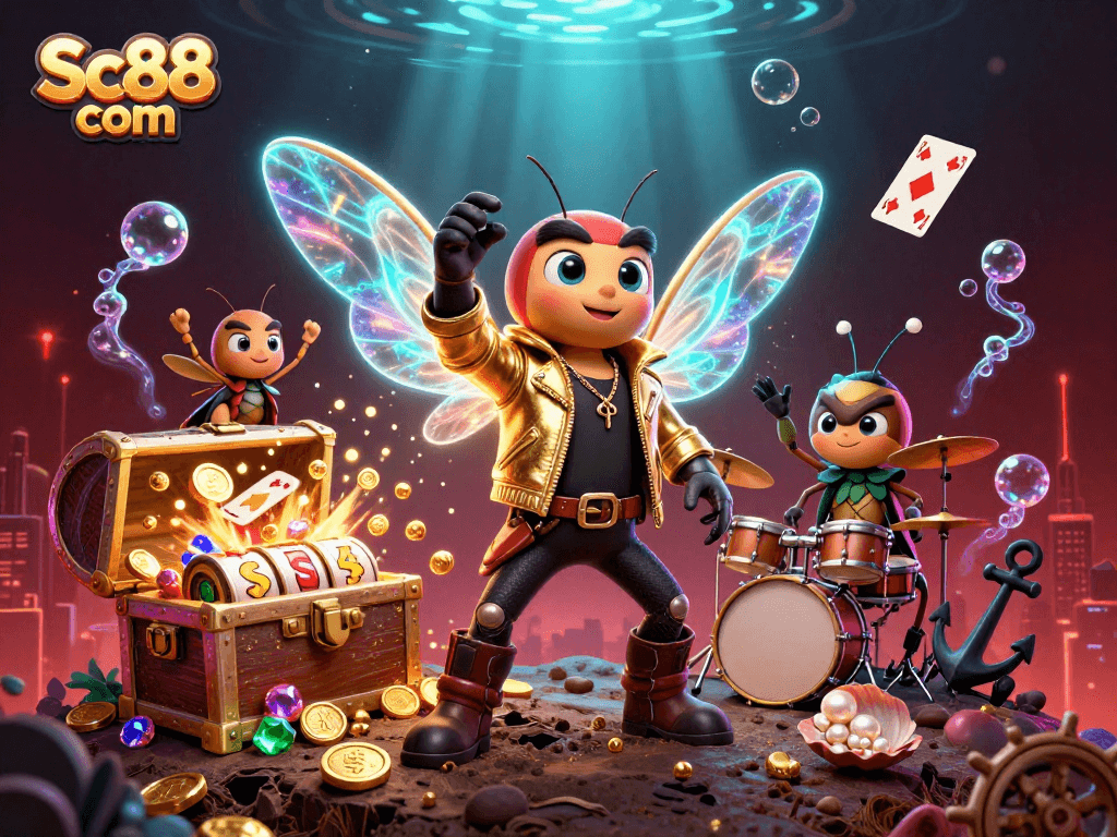 Experience the thrill of gaming with Sc88 com in this vibrant 3D casino illustration featuring dynamic characters and action-packed scenes.