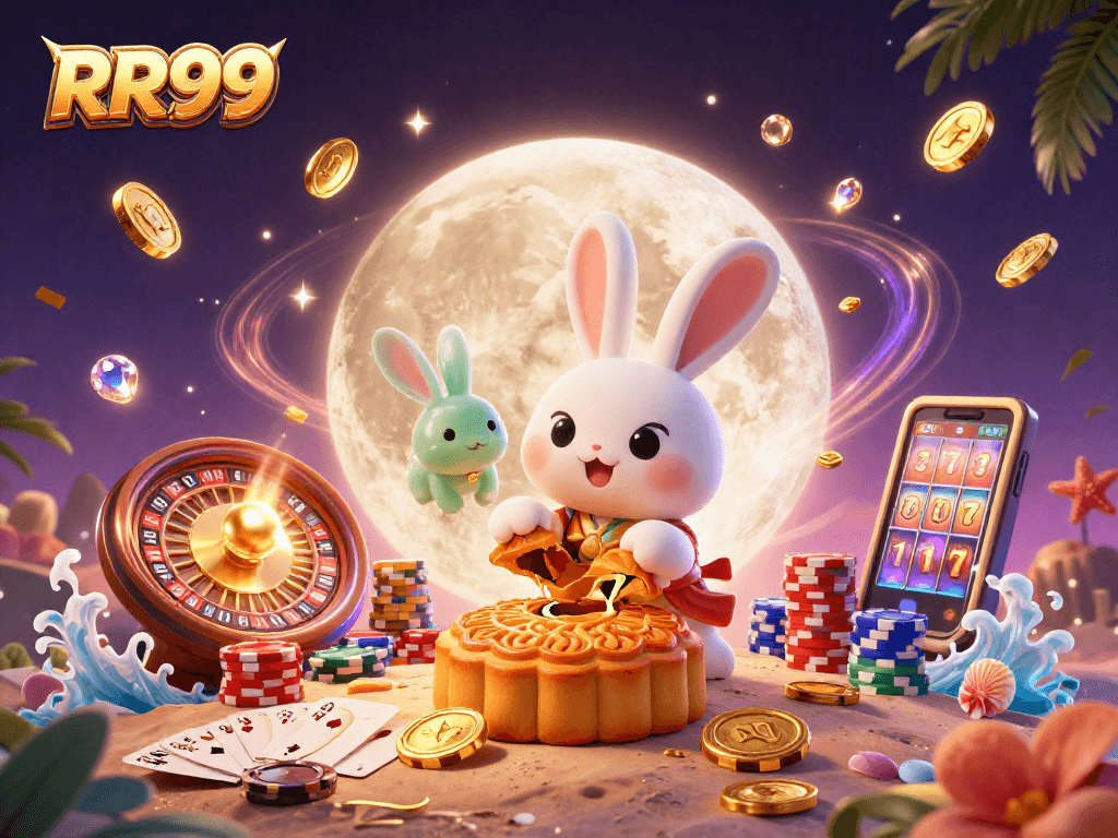 RR99 unveils treasures with a moon rabbit crafting mooncakes revealing poker chips.