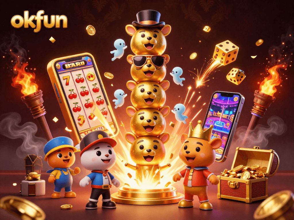 Exciting jackpot experience with dynamics of okfun casino amidst 3D engaging elements.