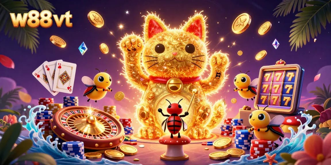 Khám phá w88 vt với con mèo may mắn lấp lánh giữa thế giới casino hấp dẫn.