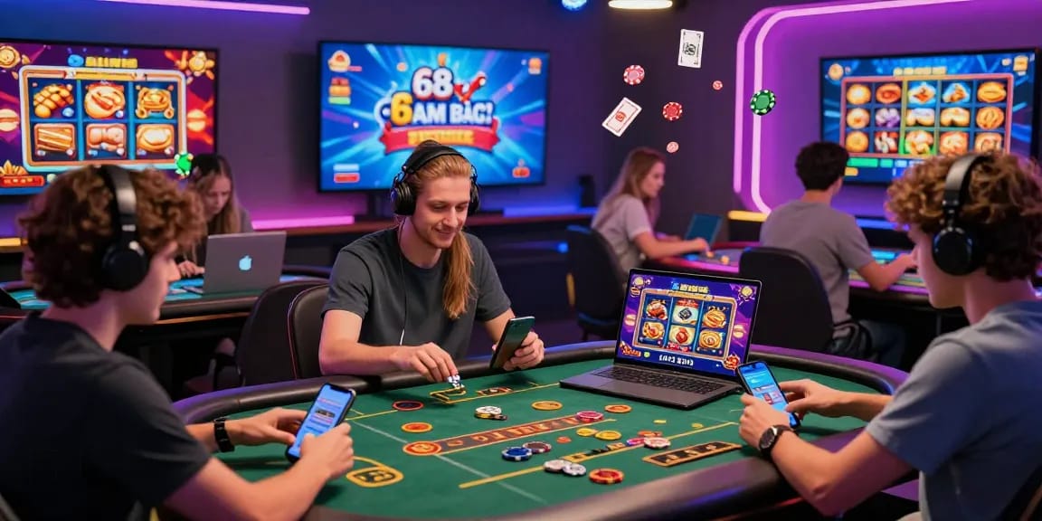 Engaging players enjoying 68gamebai online gaming experiences in a vibrant virtual casino environment.