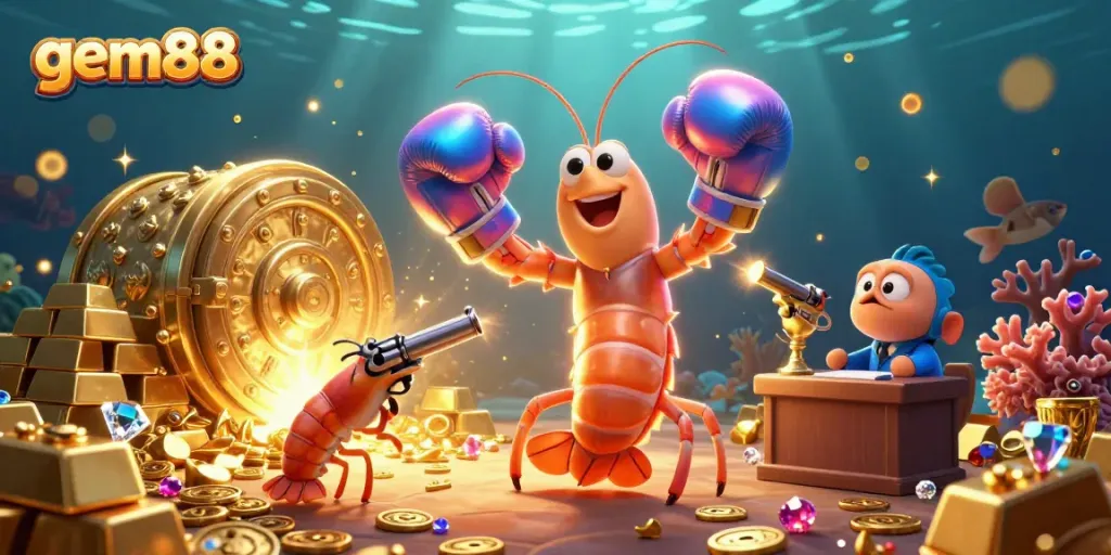 Experience lucrative wins with gem88 featuring vibrant underwater characters and dazzling casino treasures.
