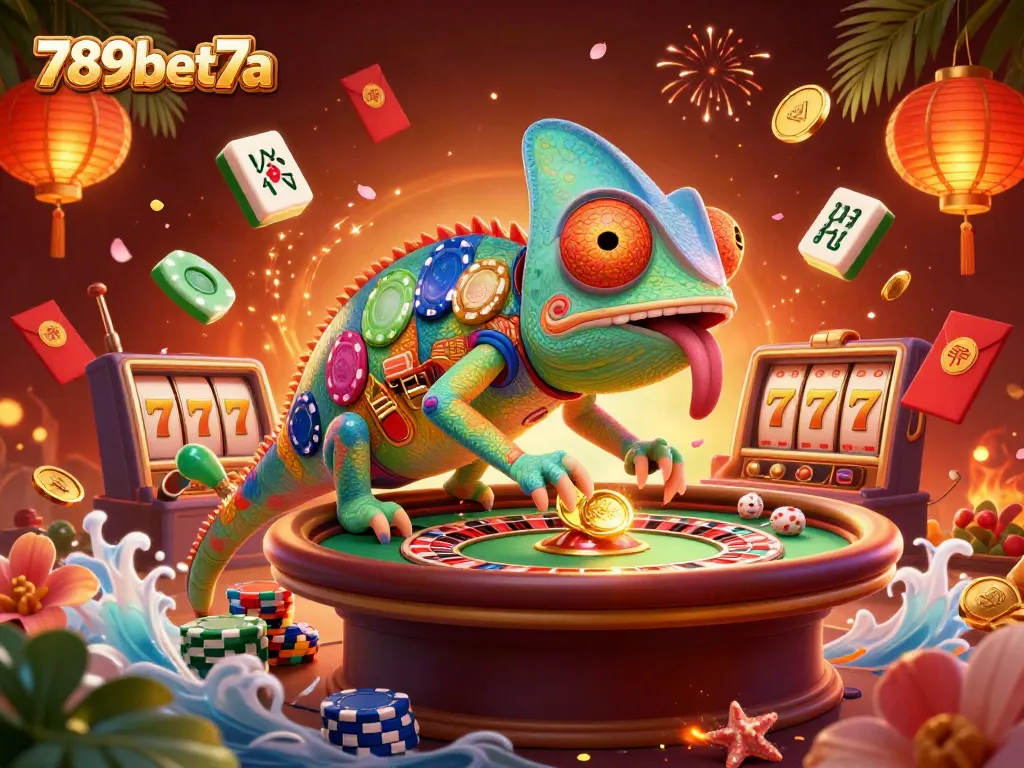 Experience the vibrant thrill of 789bet7a with a lively casino scene featuring animated characters and games.