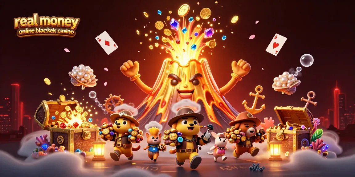 Experience the thrill of real money online blackjack casino with a vibrant 3D digital scene.