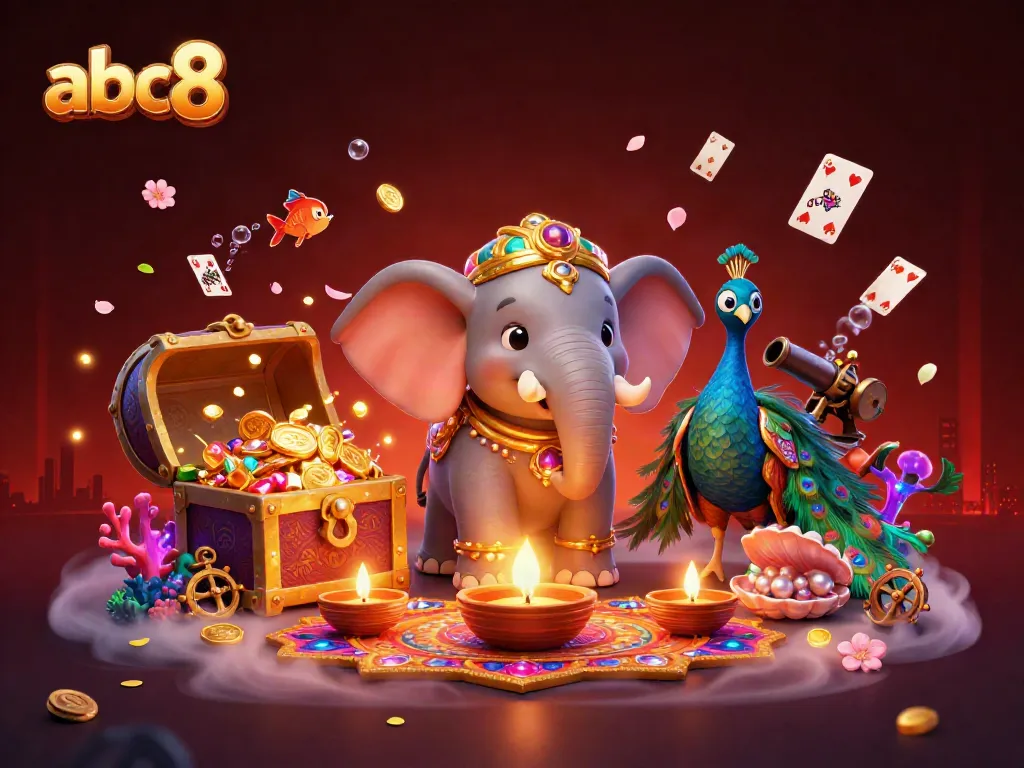 Join the action at abc8 and play exciting games featuring a vibrant 3D casino scene.