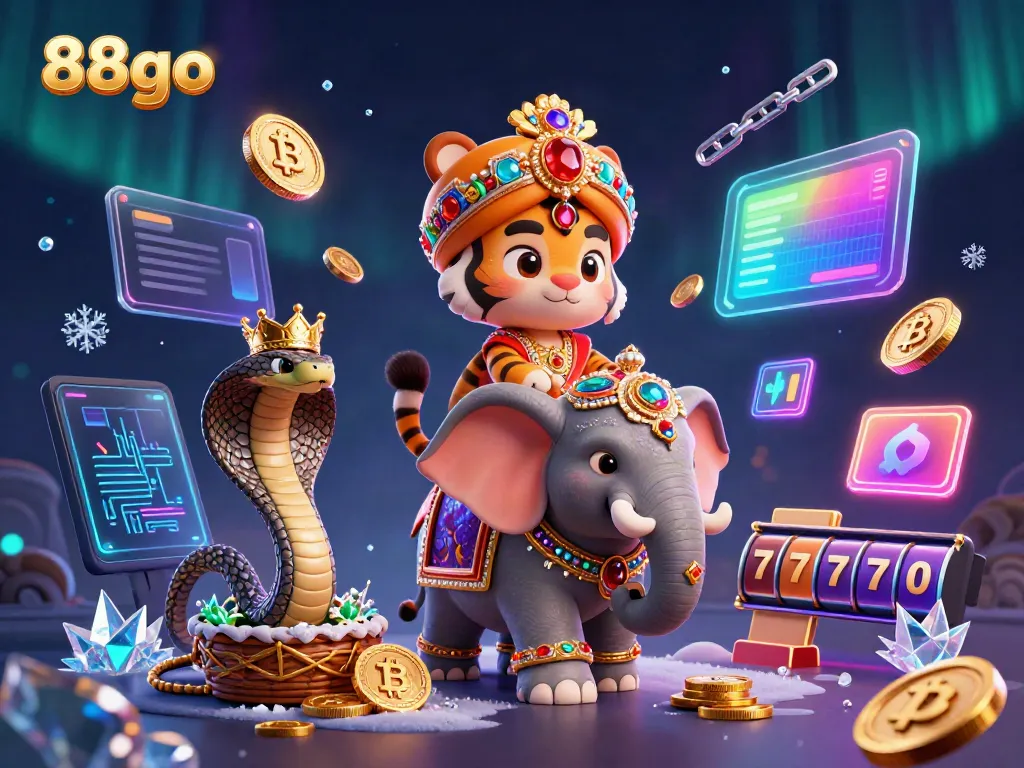 Win big with 88go in a vibrant 3D casino world featuring games and crypto elements.