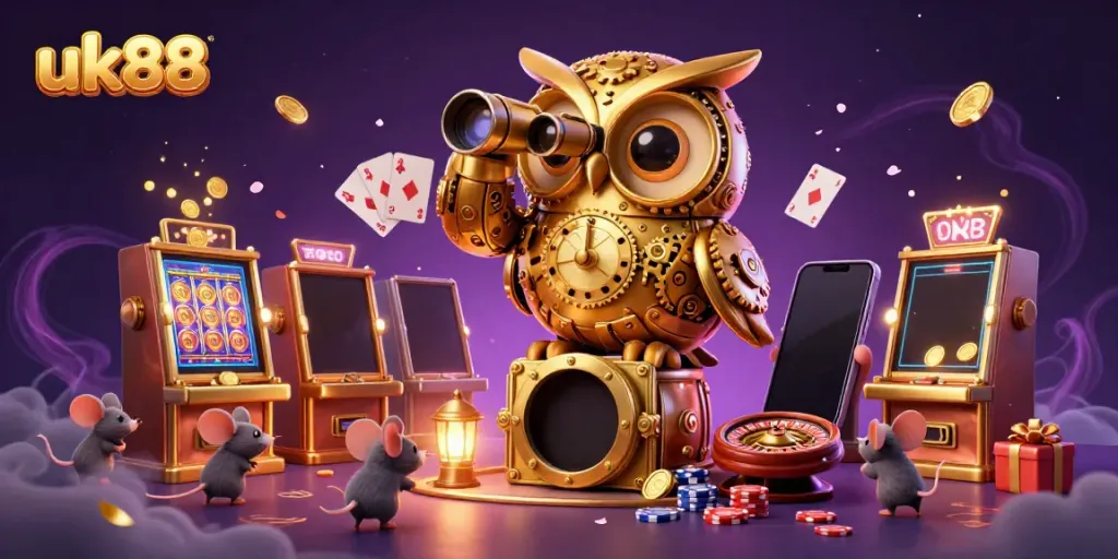 Experience thrilling gameplay at uk88 with a dynamic 3D casino scene filled with excitement and activity.