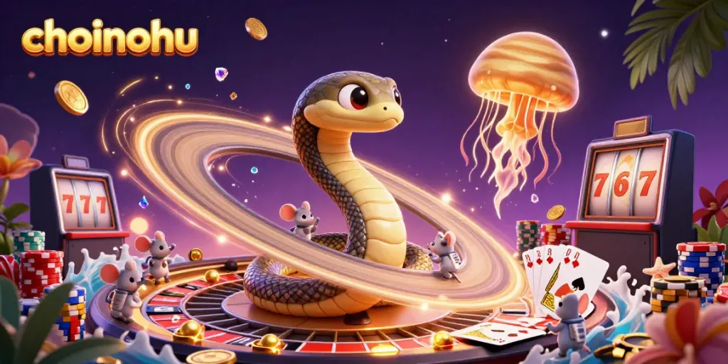 Experience thrilling gambling action at choinohu with vibrant 3D casino elements and engaging characters.