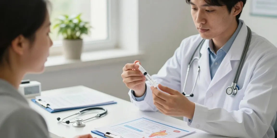 Demonstration of an insulin syringe in a doctor's office, showcasing proper usage and patient engagement.