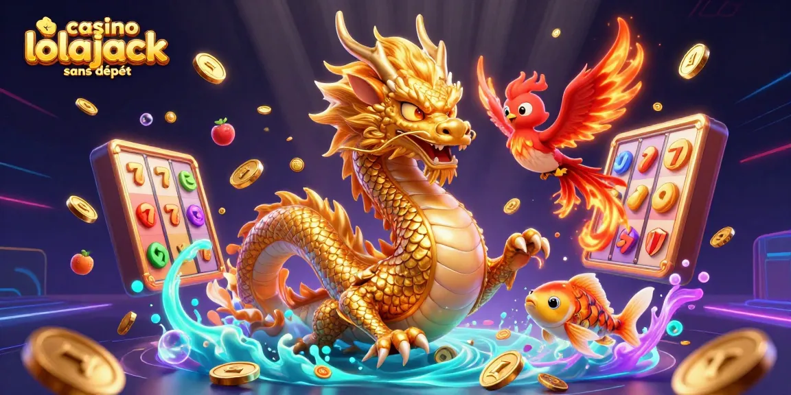 Spin and win at casino lolajack sans dépôt with exciting slot reels, glowing dragon, and vibrant bonuses.