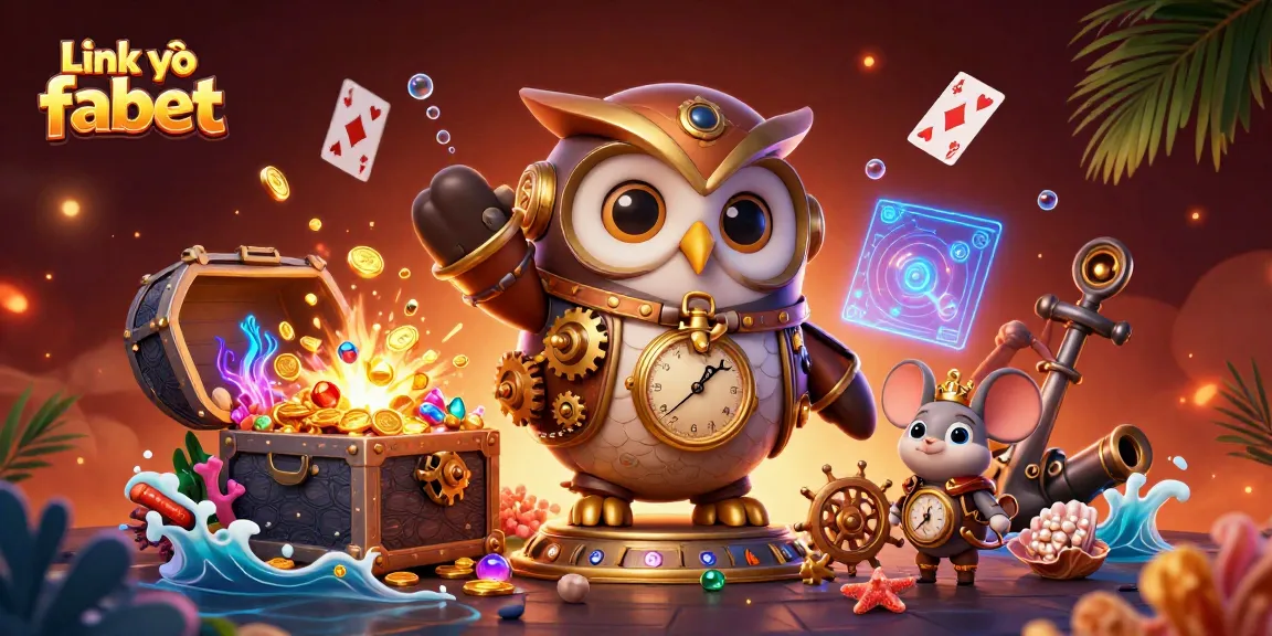 Engage in thrilling gameplay at Link vào fabet, featuring a vibrant 3D illustrated casino scene with dynamic characters.