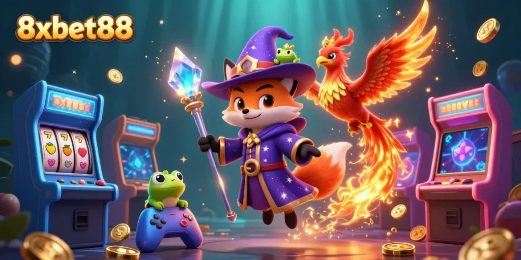 Engage with thrilling 8xbet88 slots and rewards, featuring fantasy characters and vibrant game elements.