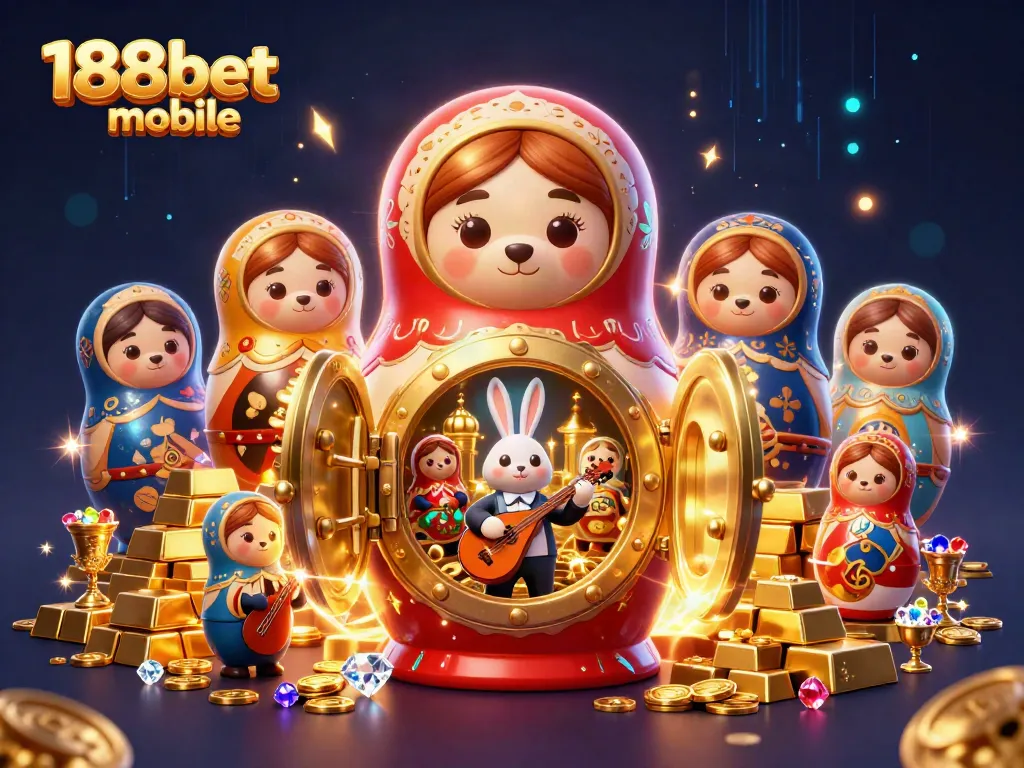 Experience thrilling gaming with 188bet mobile and a lively casino illustration full of vibrant elements.