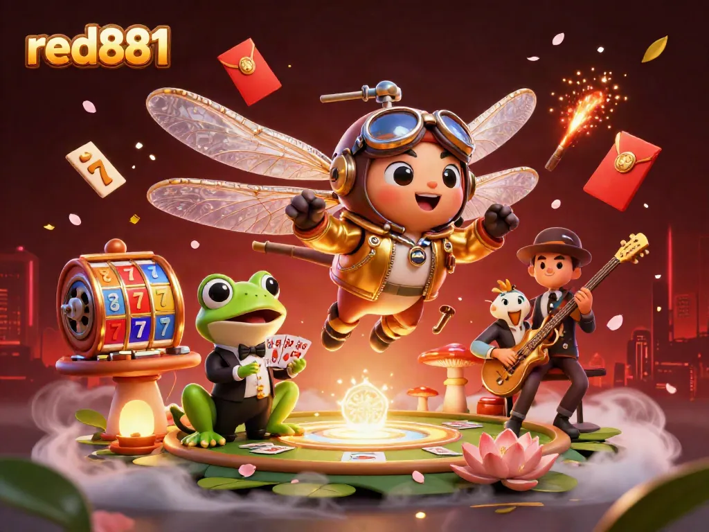 Spin to win at red881 with an exciting dragonfly pilot and vibrant casino scene!