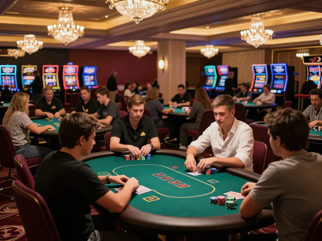 Experience high-stakes poker at OKFUN's upscale casino tables, where strategic gameplay meets luxury.