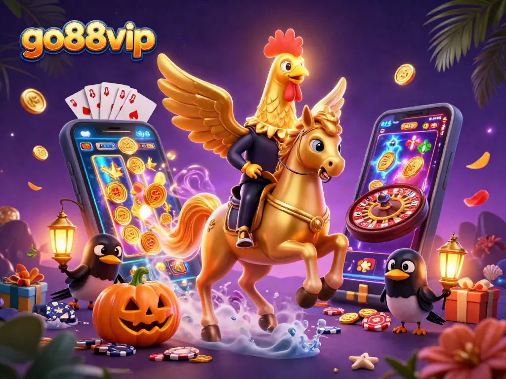 Step into the world of go88vip as the golden rooster and friends win big in a thrilling casino adventure.