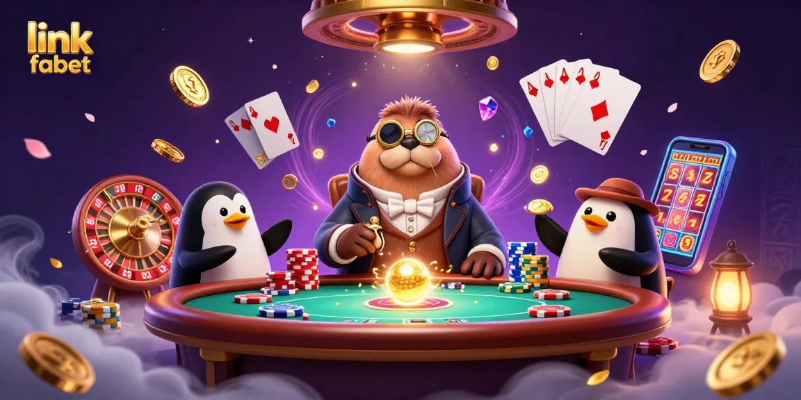 Engage with link fabet as a jolly walrus plays poker with vibrant casino elements underwater.