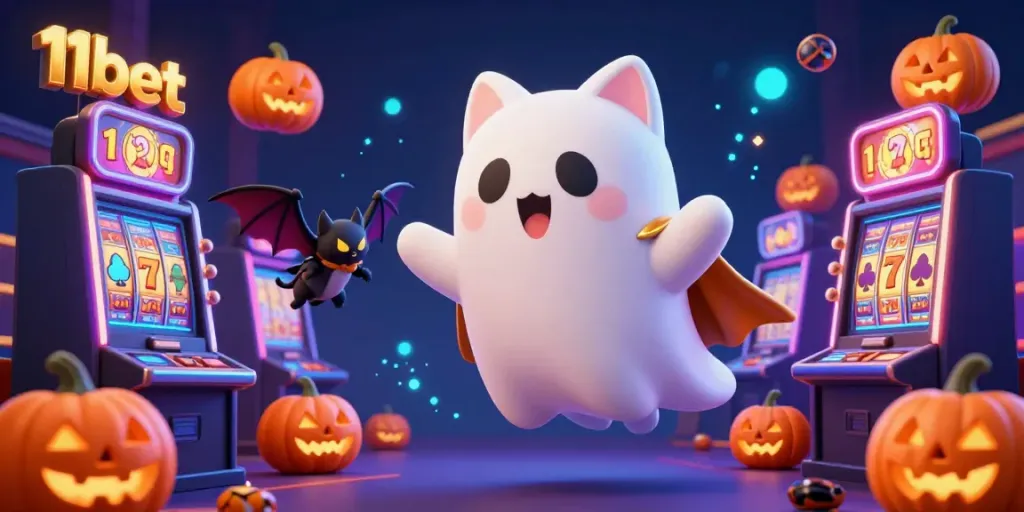 Experience thrilling gameplay with 11bet in an enchanting casino scene filled with ghosts and jackpots.